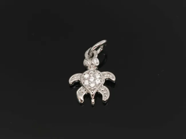 Charm cubic zirconia testoasa 13x10mm argintiu
