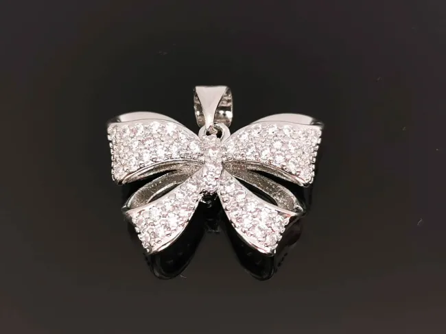 Charm funda din cubic zirconia 21.5x16mm argintiu