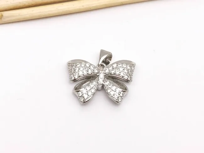 Charm funda din cubic zirconia 21.5x16mm argintiu