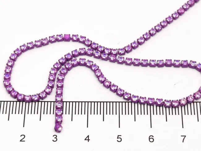 Lant cu strasuri 2mm mov opal AB (0.5m)