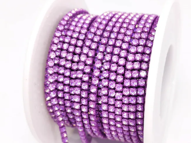 Lant cu strasuri 2mm mov opal AB (0.5m)