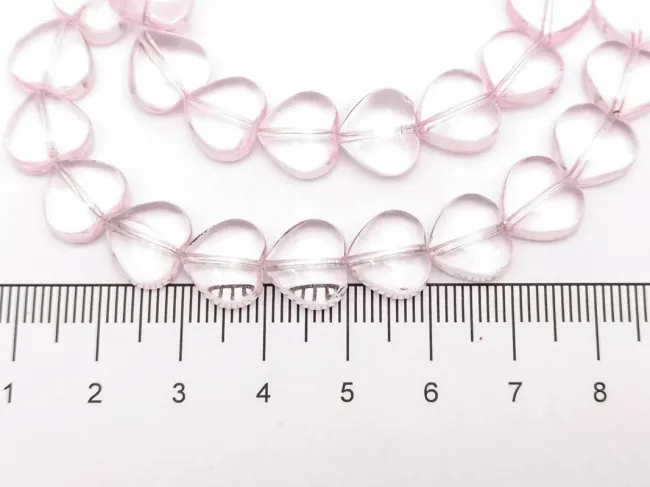 Margele sticla inima 10x9.5mm roz (sirag)