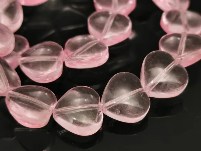 Margele sticla inima 10x9.5mm roz (sirag)