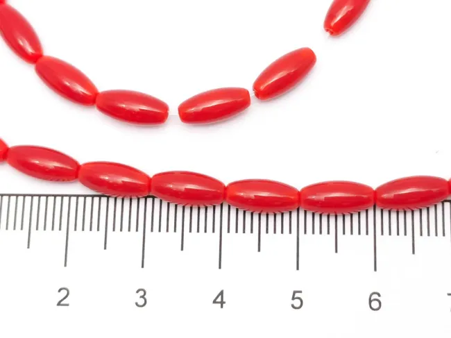 Margele sticla ovale 9x4mm rosu opac (sirag)
