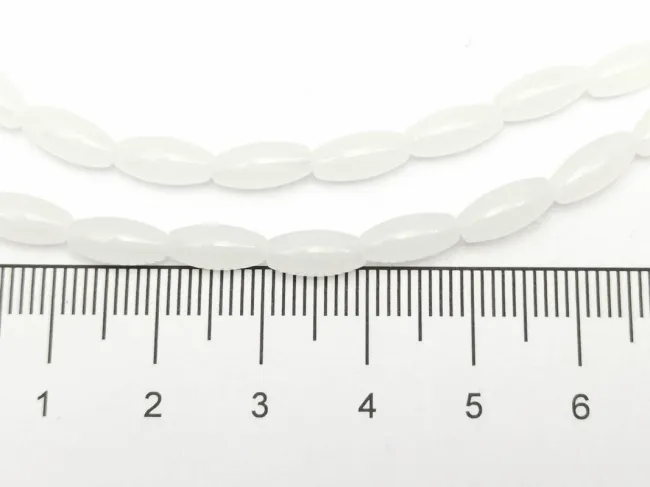 Margele sticla ovale 9x4mm alb laptos (sirag)