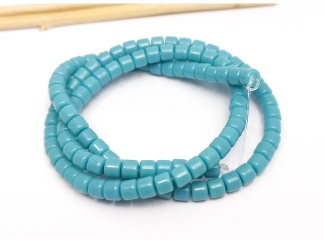 Margele sticla rondele 4x3.5mm turcoaz opac (sirag)