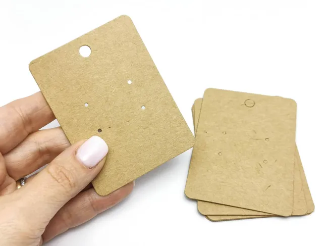 Etichete carton expunere cercei 78x58x0.8mm natur (10buc)