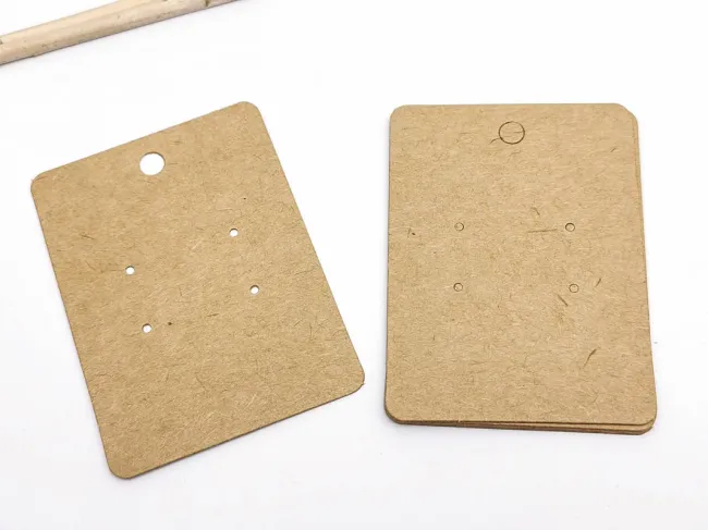 Etichete carton expunere cercei 78x58x0.8mm natur (10buc)