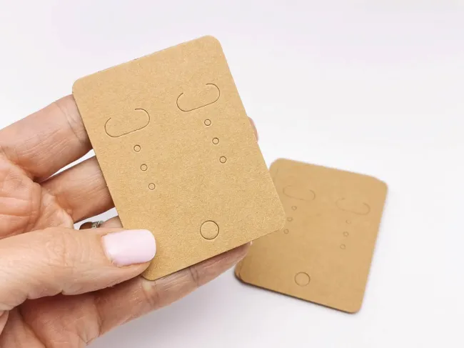 Etichete carton expunere cercei 67x50mm natur (10buc)