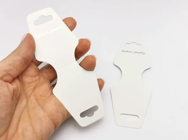 Etichete hartie suport bratari si coliere 124x46x0.3mm alb (10buc)