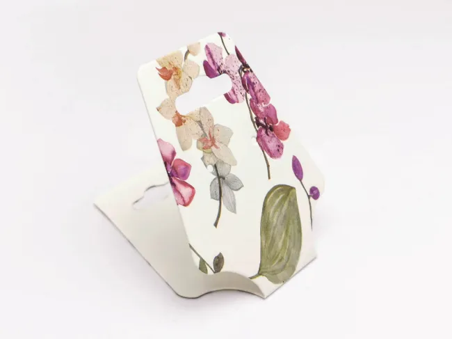 Etichete hartie suport bratari si coliere 125x45x0.4mm flori mov (10buc)