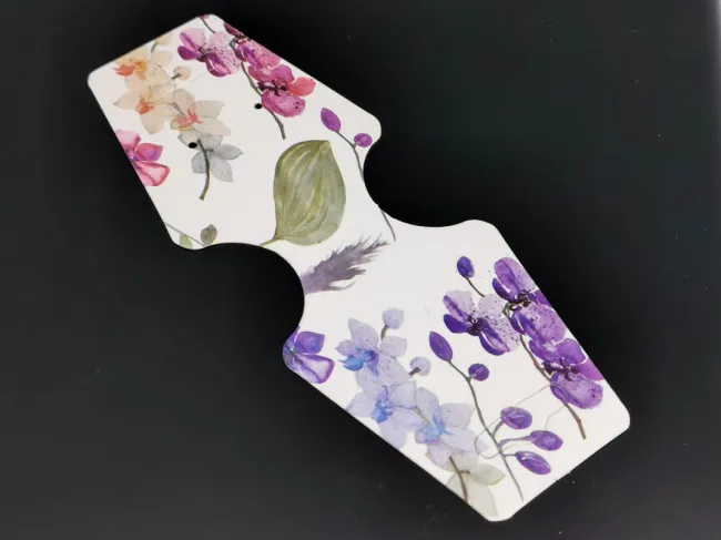 Etichete hartie suport bratari si coliere 125x45x0.4mm flori mov (10buc)