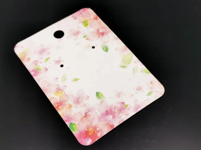 Etichete carton expunere cercei 72x51x0.4mm flori roz (10buc)