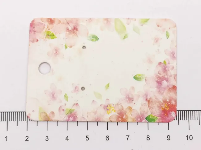 Etichete carton expunere cercei 72x51x0.4mm flori roz (10buc)