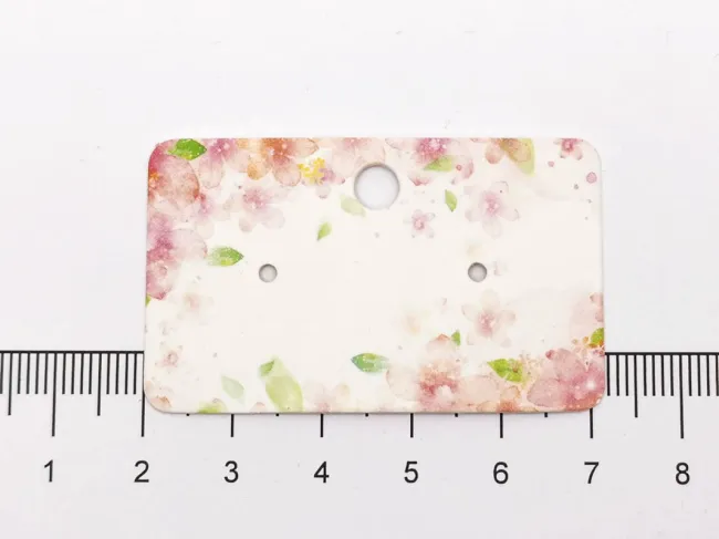 Etichete carton expunere cercei 50x30x0.4mm flori roz (10buc)