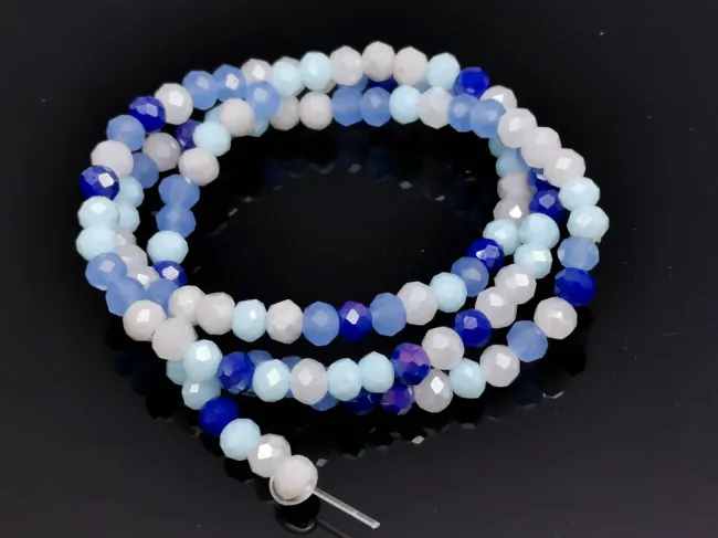 Margele cristal rondel fatetat 4x3mm mix albastru (sirag)