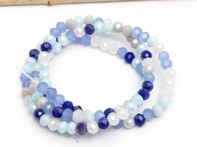 Margele cristal rondel fatetat 4x3mm mix albastru (sirag)