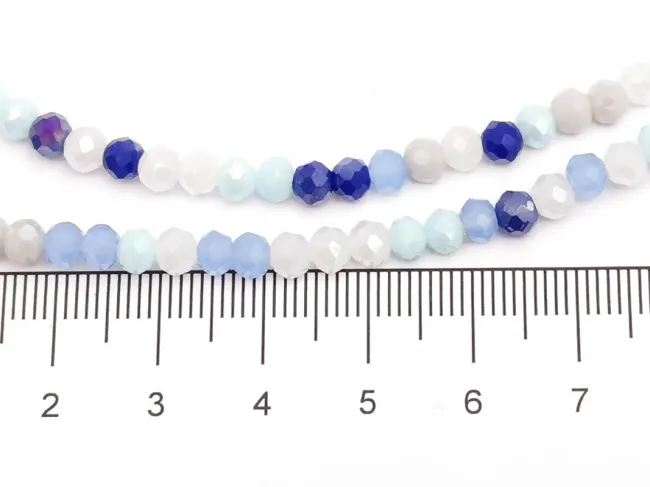 Margele cristal rondel fatetat 4x3mm mix albastru (sirag)