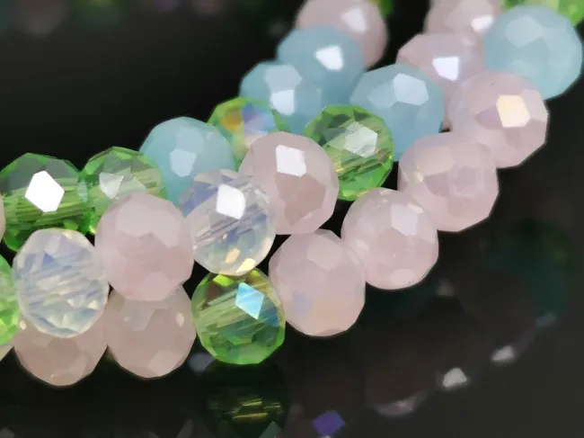 Margele cristal rondel fatetat 4x3mm mix verde (sirag)