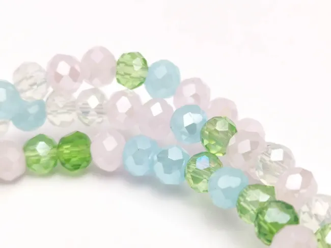 Margele cristal rondel fatetat 4x3mm mix verde (sirag)