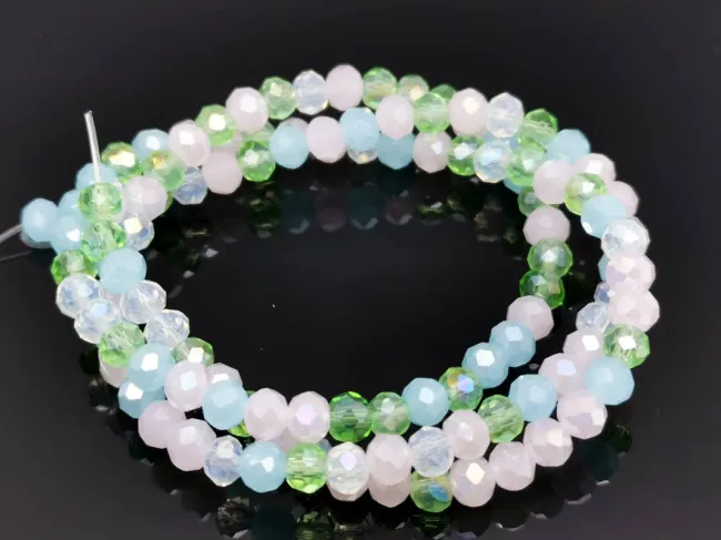 Margele cristal rondel fatetat 4x3mm mix verde (sirag)