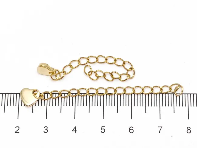 Prelungitor lant otel inoxidabil 304 auriu cu charm inima 5cm
