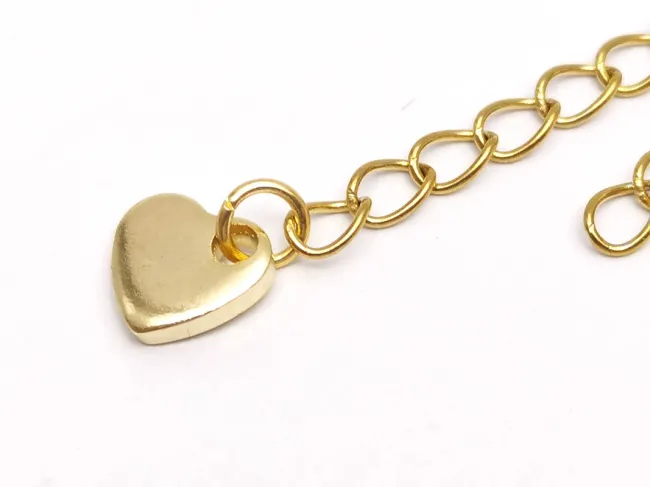 Prelungitor lant otel inoxidabil 304 auriu cu charm inima 5cm