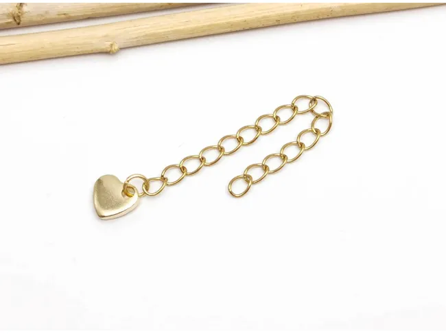 Prelungitor lant otel inoxidabil 304 auriu cu charm inima 5cm