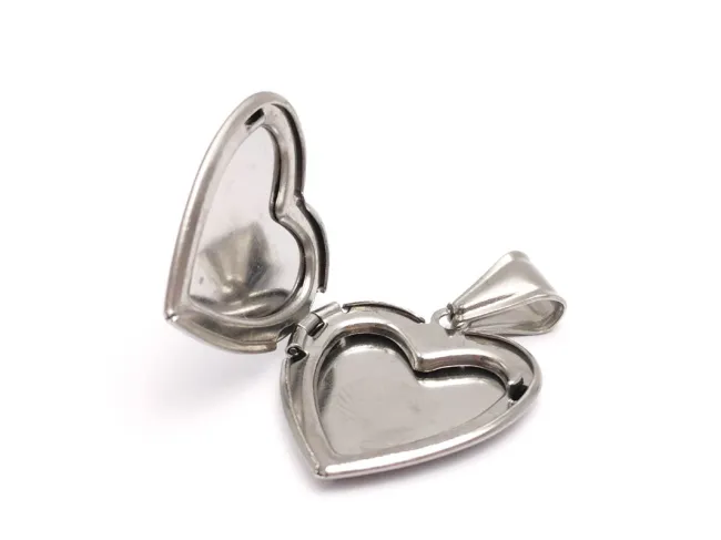 Pandantiv otel inoxidabil 316 inima care se deschide 25x22x4mm