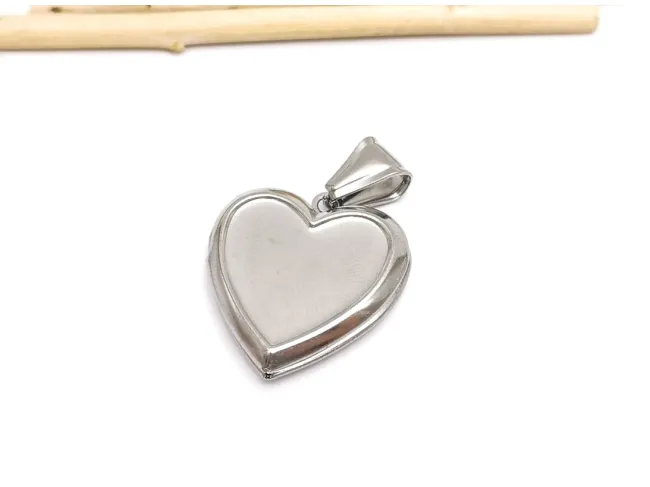 Pandantiv otel inoxidabil 316 inima care se deschide 25x22x4mm