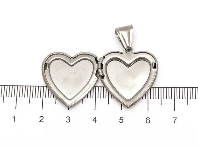 Pandantiv otel inoxidabil 316 inima care se deschide 25x22x4mm