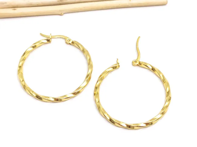 Tortite cercei otel inoxidabil 201 auriu rasucit 38x34mm (2buc)