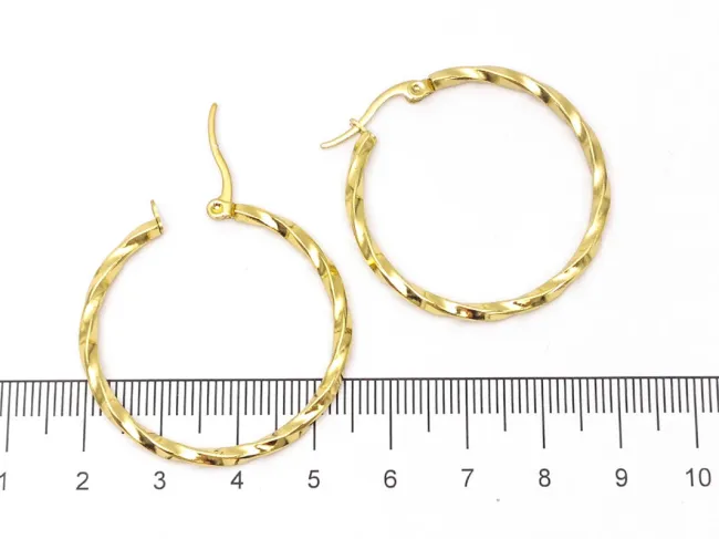 Tortite cercei otel inoxidabil 201 auriu rasucit 38x34mm (2buc)