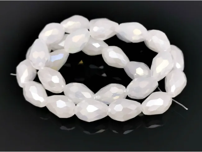 Sirag cristal picatura 11x8mm alb laptos AB