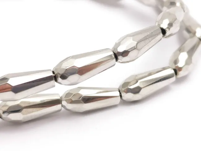Margele cristal picatura electroplacate 9x4mm argintiu metalic (sirag)