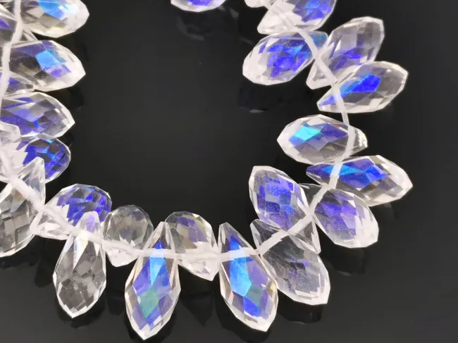 Cristal briolete 12x6mm transparent AB (sirag)