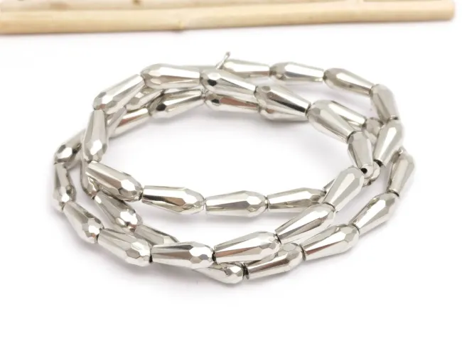 Margele cristal picatura electroplacate 9x4mm argintiu metalic (sirag)