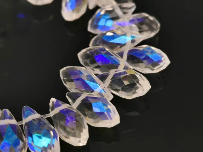 Cristal briolete 12x6mm transparent AB (sirag)