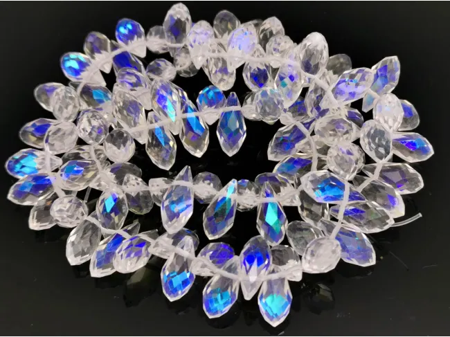 Cristal briolete 12x6mm transparent AB (sirag)