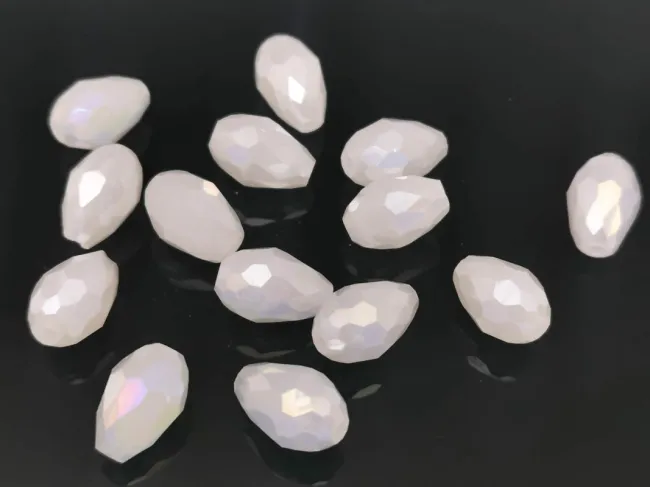 Cristal picatura 11x8mm alb laptos AB