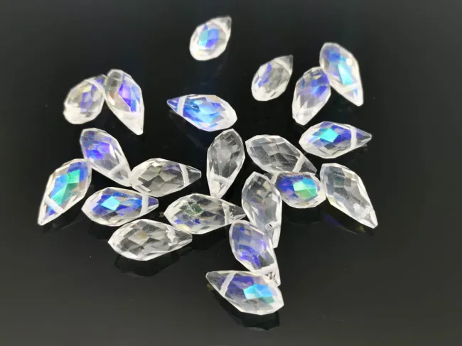 Cristal briolete 12x6mm transparent AB (1buc)