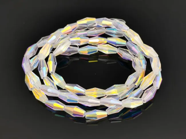 Margele cristal biconic 8x4mm transparent AB (sirag)