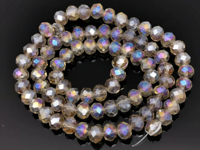 Margele cristal rondel fatetat 6x4mm gri AB (sirag)