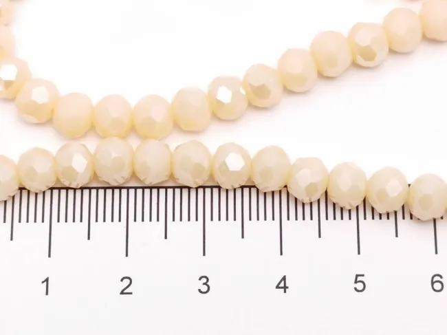 Margele cristal rondel fatetat 6x4mm crem opac AB (sirag)