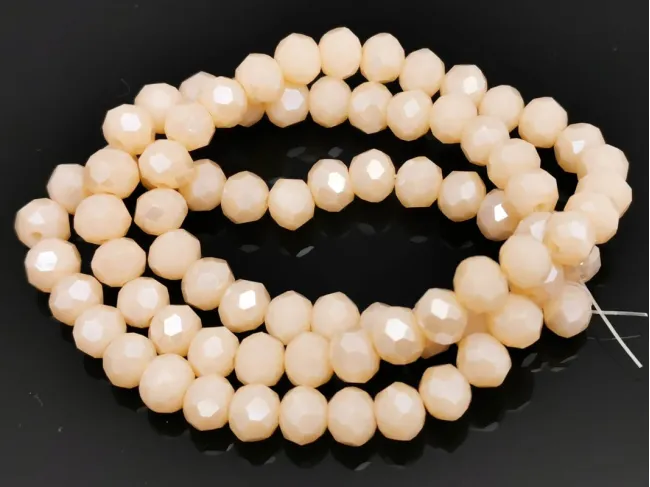 Margele cristal rondel fatetat 6x4mm crem opac AB (sirag)