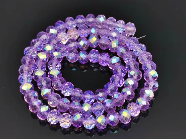 Margele cristal rondel fatetat 6x4mm mov violet AB (sirag)