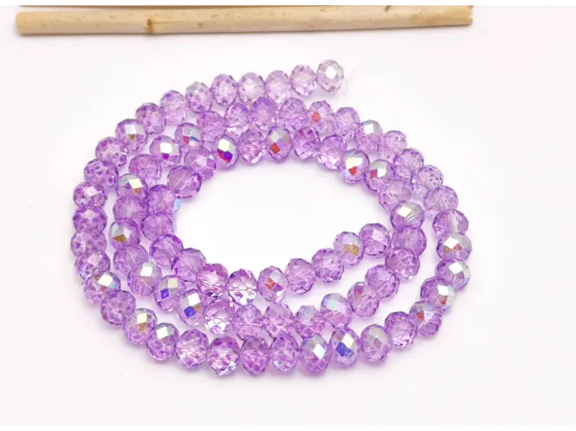 Margele cristal rondel fatetat 6x4mm mov violet AB (sirag)