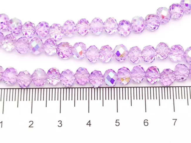 Margele cristal rondel fatetat 6x4mm mov violet AB (sirag)