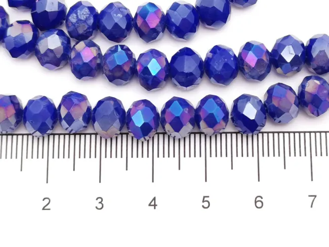 Margele cristal rondel fatetat 8x6mm blue opac AB (sirag)