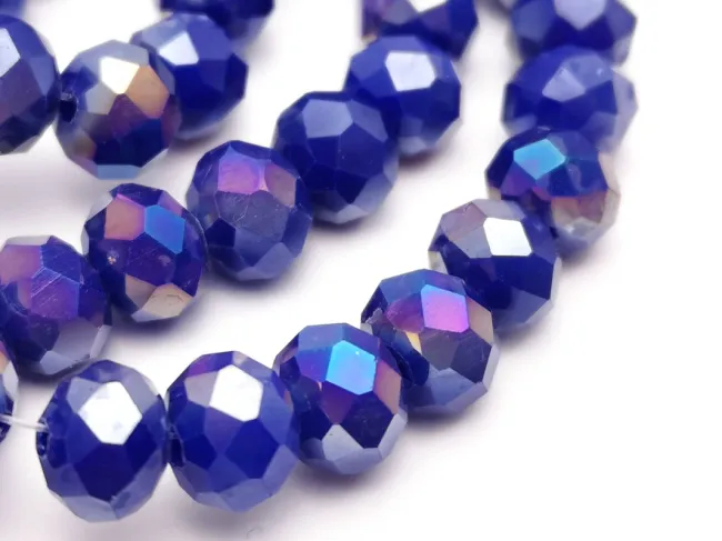 Margele cristal rondel fatetat 8x6mm blue opac AB (sirag)